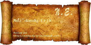 Nádasdy Erik névjegykártya